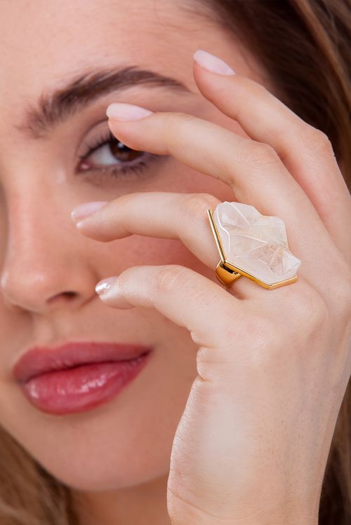 Anel Futuro Bold - Cristal - Coleção Krypton Banho: Folheado a Ouro