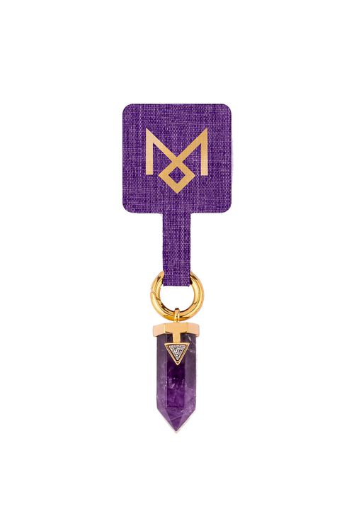 Pingente Click Charm - Ametista e Drusa Metalizada - Coleção Click Charms Banho: Folheado a Ouro