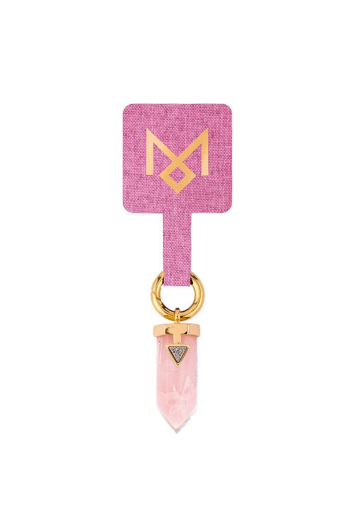 Pingente Click Charm - Quartzo Rosa e Drusa Metalizada - Coleção Click Charms Banho: Folheado a Ouro