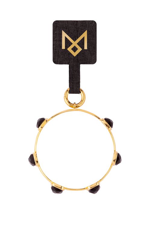 Bracelete Click Charm - Obsidiana Preta - Coleção Click Charms Banho: Folheado a Ouro