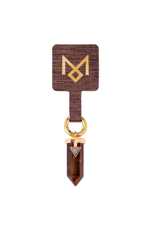 Pingente Click Charm - Olho de Tigre e Drusa Metalizada - Coleção Click Charms Banho: Folheado a Ouro