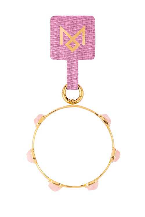 Bracelete Click Charm - Quartzo Rosa - Coleção Click Charms Banho: Folheado a Ouro