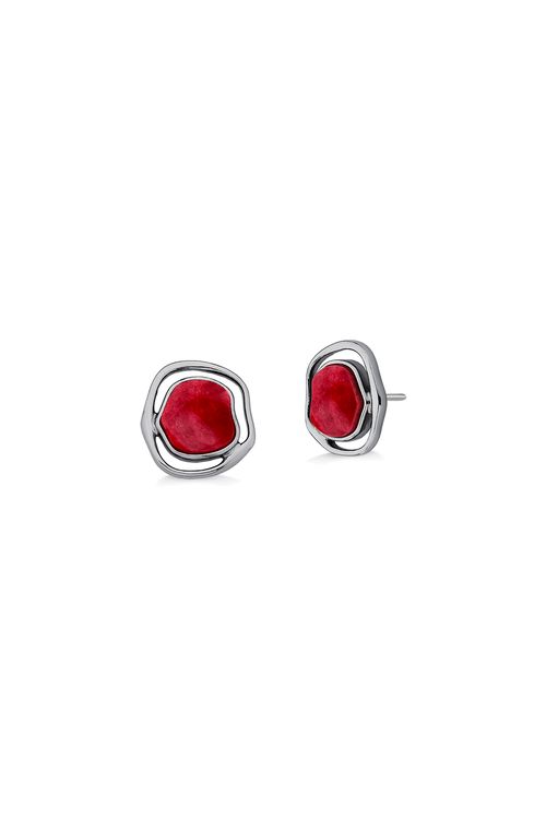 Brinco Soleil Baby - Feldspato Vermelho - Coleção Acquarella Banho: Ródio Negro