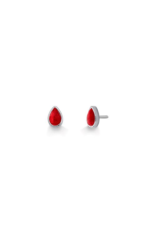 Brinco Petit Gota - Feldspato Vermelho – Coleção Daily Banho: Ródio Negro