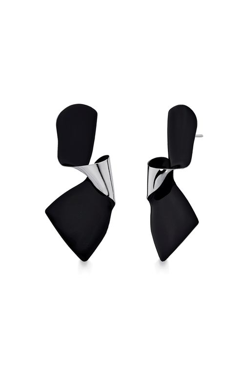Brinco El Paisaje - Esmalte Preto - Coleção Maria Dolores + Maria Valentina Banho: Ródio Negro