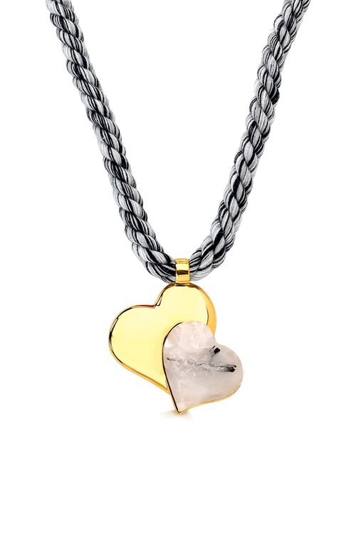 Colar Romance - Cristal Grafitado e Cordão Preto - Coleção Uma Prova de Amor Banho: Folheado a Ouro