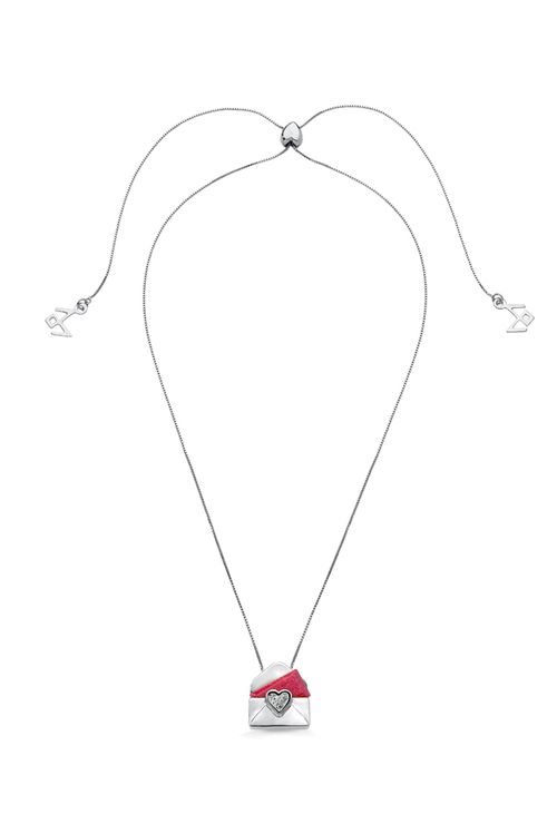 Colar Carta de Amor - Feldspato Vermelho e Drusa Metalizada - Coleção Uma Prova de Amor Banho: Ródio Negro