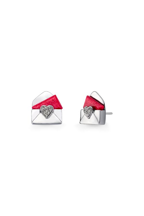 Brinco Carta de Amor - Feldspato Vermelho e Drusa Metalizada - Coleção Uma Prova de Amor Banho: Ródio Negro