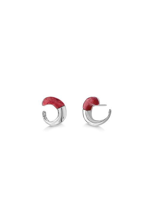 Brinco Vínculo P - Feldspato Vermelho - Coleção TRAJEtos Banho: Ródio Negro