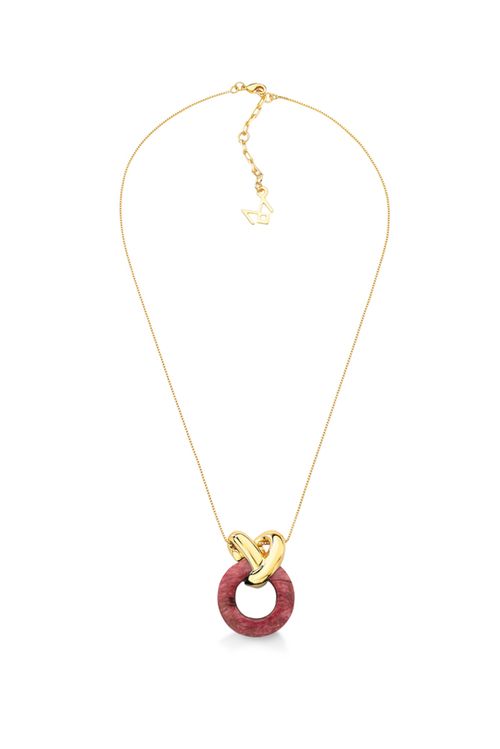 Colar Apego - Feldspato Vermelho - Coleção TRAJEtos Banho: Folheado a Ouro