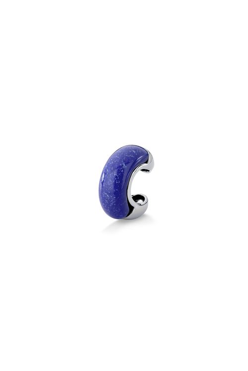 Brinco Piercing Apego - Quartzo Azul Anil - Coleção TRAJEtos Banho: Ródio Negro