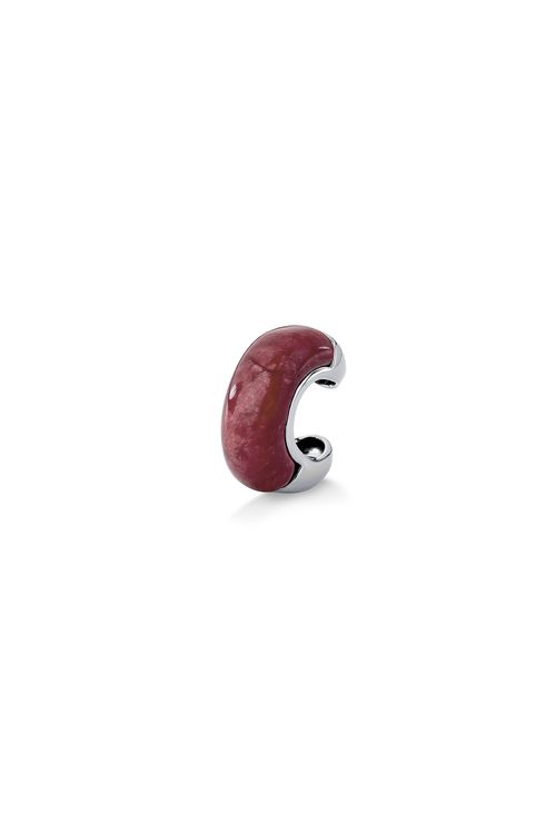 Brinco Piercing Apego - Feldspato Vermelho - Coleção TRAJEtos Banho: Ródio Negro