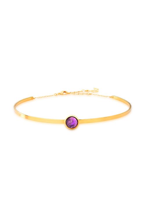 Colar Choker Princesa - Ametista - Coleção Essential Banho: Folheado a Ouro