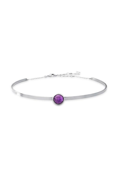 Colar Choker Princesa - Ametista - Coleção Essential Banho: Ródio Negro
