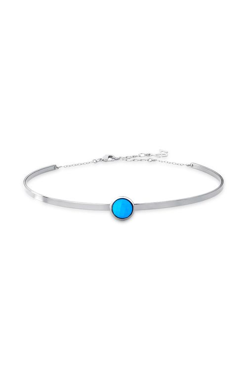 Colar Choker Princesa - Haulita Turquesa - Coleção Essential Banho: Ródio Negro