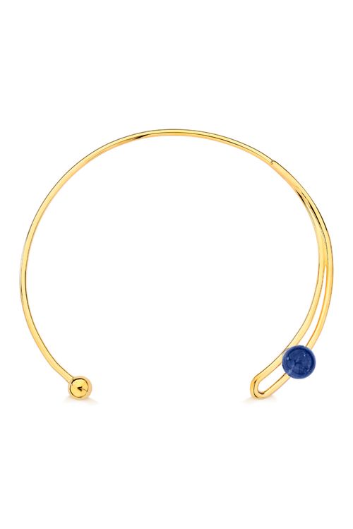 Colar Choker Redot - Sodalita - Coleção Dot Banho: Folheado a Ouro