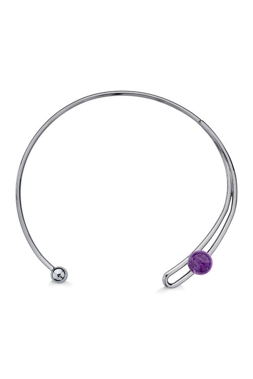 Colar Choker Redot - Ametista - Coleção Dot Banho: Ródio Negro