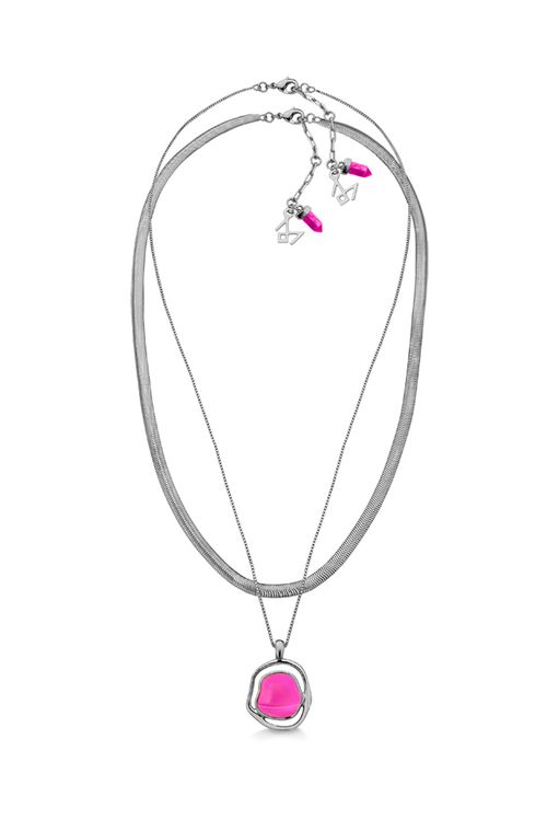 Colar Soleil Baby - Ágata Pink - Coleção Acquarella Banho: Ródio Negro