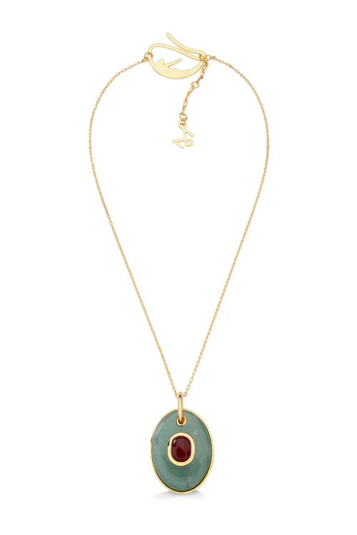 Colar Gems - Ágata Vermelha e Quartzo Verde - Coleção Âmago Banho: Folheado a Ouro