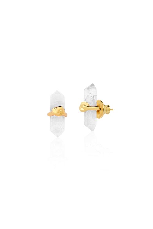 Brinco Knot Petit - Cristal - Coleção In Love Banho: Folheado a Ouro