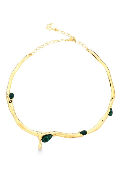 Colar Choker Calor - Malaquita - Coleção Impulso Banho: Folheado a Ouro