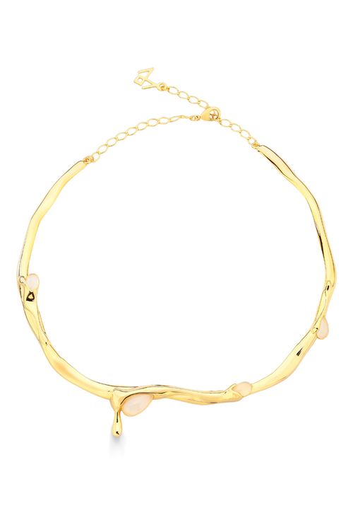 Colar Choker Calor - Quartzo Leitoso - Coleção Impulso Banho: Folheado a Ouro