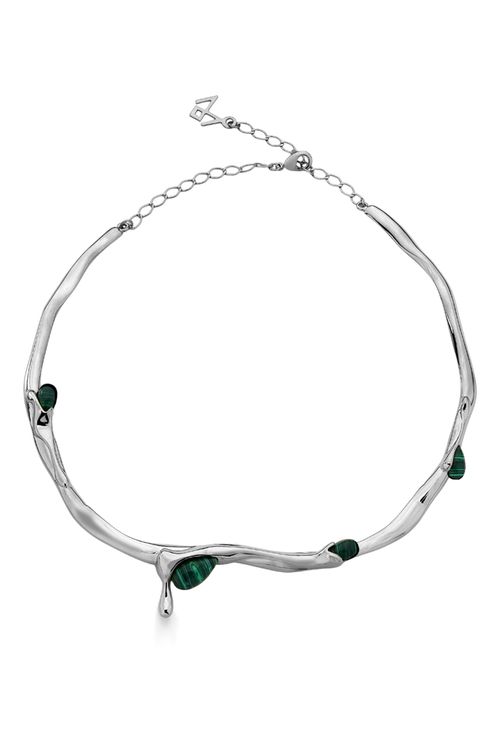 Colar Choker Calor - Malaquita - Coleção Impulso Banho: Ródio Negro