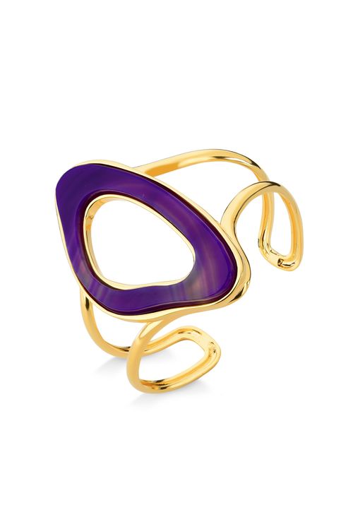 Pulseira Atração - Ágata Roxa - Coleção Reflexo Banho: Folheado a Ouro
