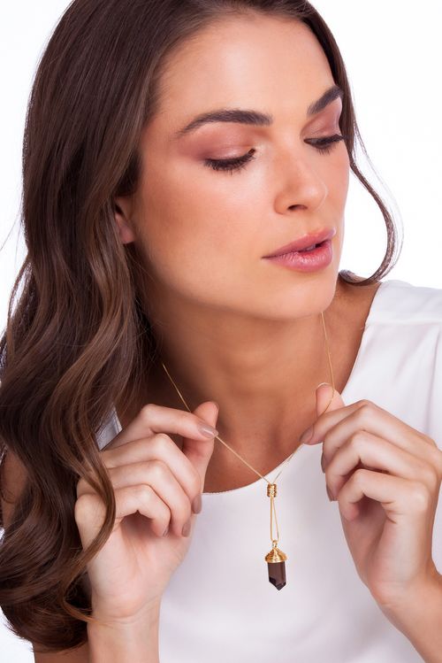 Colar Essência - Quartzo Fumê - Coleção Origens Banho: Folheado a Ouro