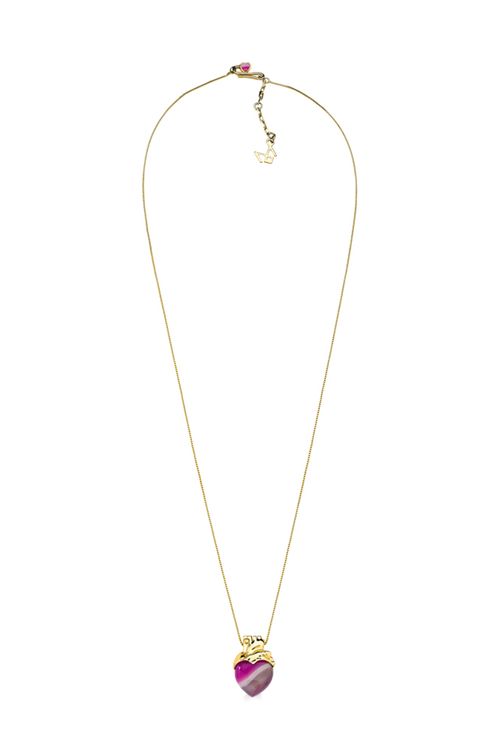 Colar Amor da Minha Vida - Ágata Pink Listrada - Coleção No Conforto do Seu Amor Banho: Folheado a Ouro