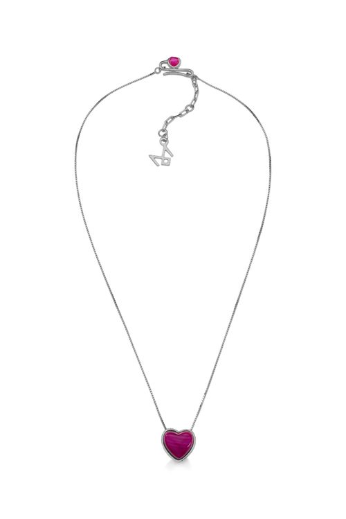 Colar Amorfada - Ágata Pink Listrada - Coleção No Conforto do Seu Amor Banho: Ródio Negro