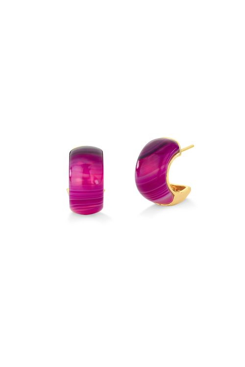 Brinco Always - Ágata Pink Listrada - Coleção No Conforto do Seu Amor Banho: Folheado a Ouro