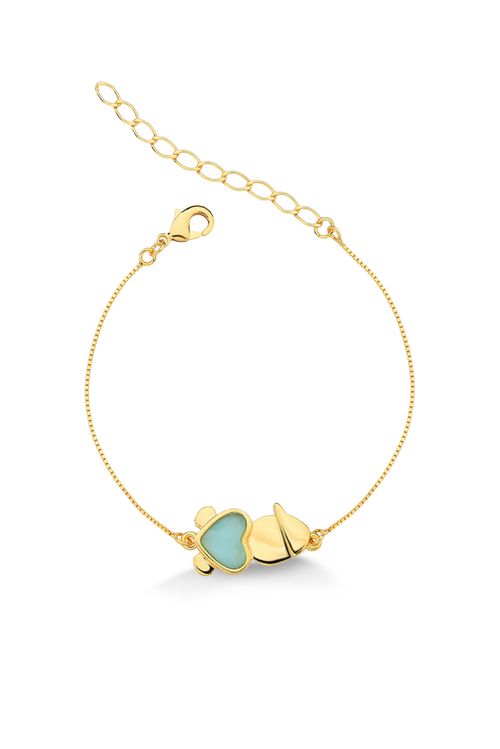 Pulseira Filho - Ágata Azul - Coleção Ícones Banho: Folheado a Ouro