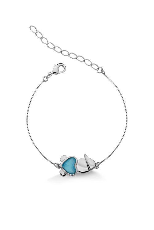 Pulseira Filho - Ágata Azul - Coleção Ícones Banho: Ródio Negro