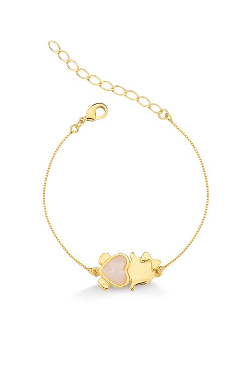 Pulseira Filha - Quartzo Rosa - Coleção Ícones Banho: Folheado a Ouro