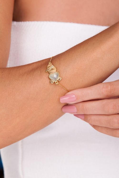 Pulseira Filho - Ágata Azul - Coleção Ícones Banho: Folheado a Ouro