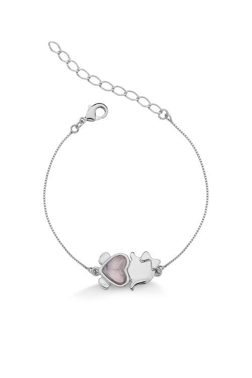 Pulseira Filha - Quartzo Rosa - Coleção Ícones Banho: Ródio Negro