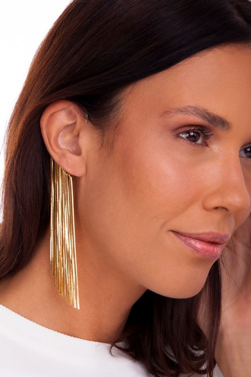 Brinco Franja Ear Cuff Chains - Coleção Krypton Banho: Folheado a Ouro