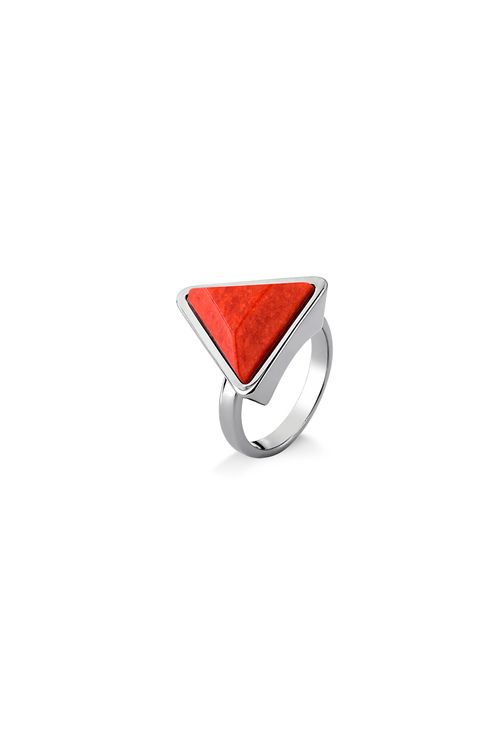 Anel Little Triangle - Feldspato Laranja - Coleção Geometric Banho: Ródio Negro