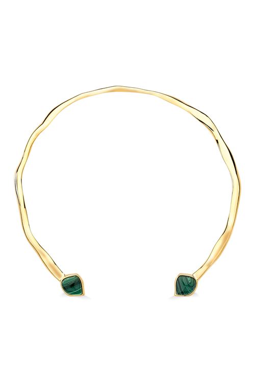 Colar Choker Santa Catarina - Malaquita - Coleção Tropical Samba Banho: Folheado a Ouro