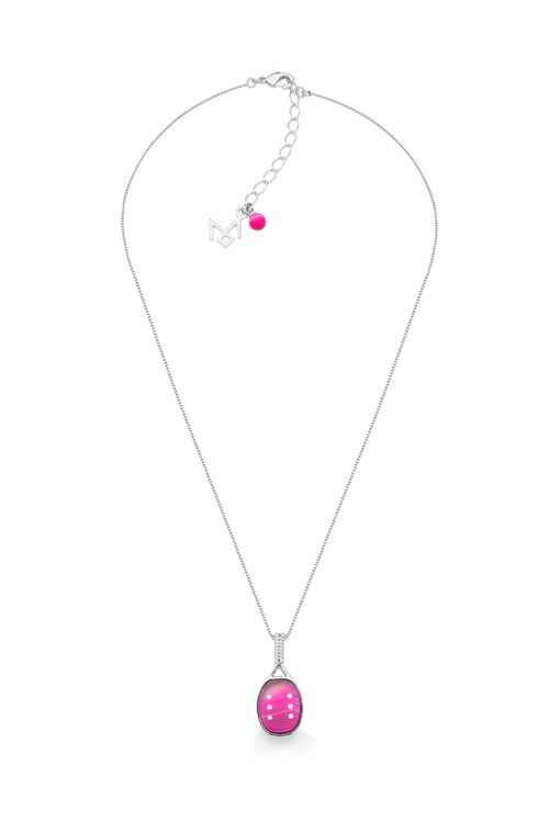 Colar Beach Tennis - Ágata Pink Listrada - Coleção Beach Tennis Banho: Ródio Negro