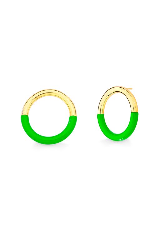 Brinco Ballad - Resina Verde - Coleção Viva Essa Festa Banho: Folheado a Ouro
