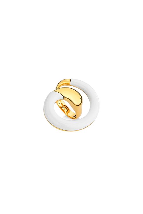 Anel Voltas do Mundo - Resina Branca - Coleção O Mundo dá Voltas Banho: Folheado a Ouro
