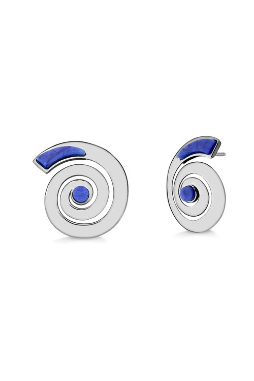 Brinco Tempo - Quartzo Azul Anil - Coleção O Mundo dá Voltas Banho: Ródio Negro