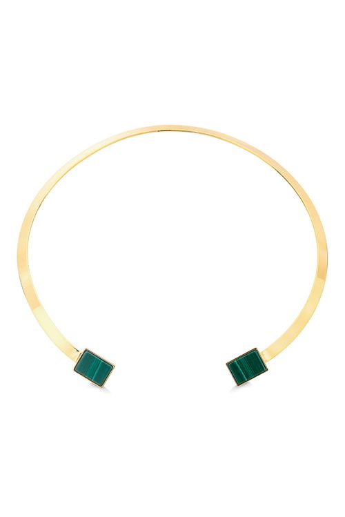 Colar choker Ladrilhos - Malaquita - Coleção Tudo Se Encaixa Banho: Folheado a Ouro