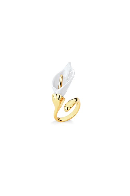 Anel Lily - Resina Branca - Coleção À Flor da Pele Banho: Folheado a Ouro