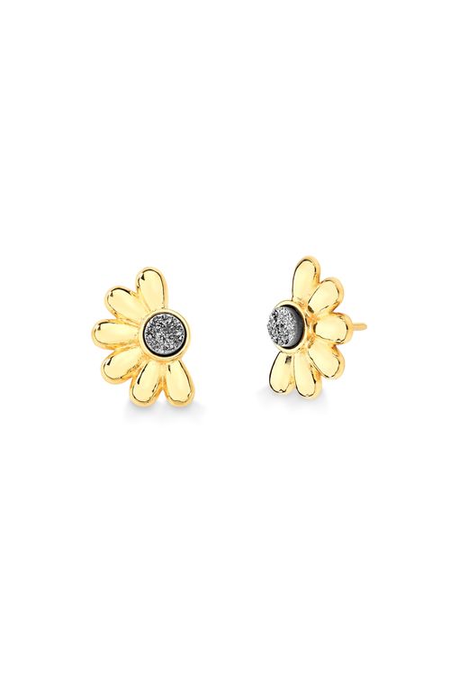Brinco Daisy - Drusa Metalizada - Coleção À Flor da Pele Banho: Folheado a Ouro
