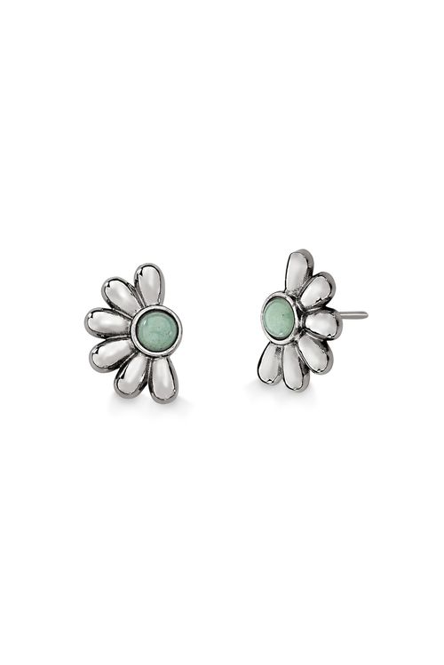 Brinco Daisy - Quartzo Verde - Coleção À Flor da Pele Banho: Ródio Negro
