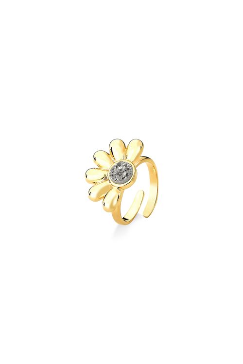 Anel Daisy - Drusa Metalizada - Coleção À Flor da Pele Banho: Folheado a Ouro