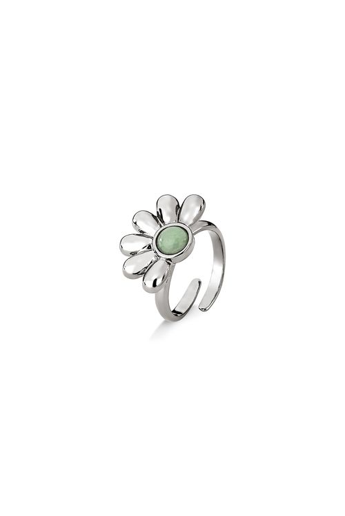 Anel Daisy - Quartzo Verde - Coleção À Flor da Pele Banho: Ródio Negro
